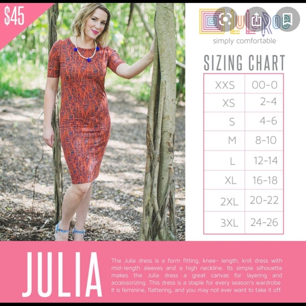 NWT LuLaRoe Julia Dress Floral Multicolor Design Size XS - Picture 8 of 8
